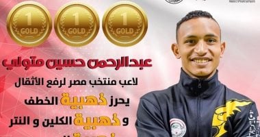 عبد الرحمن حسين يحصد 3 ذهبيات وزن 73 كجم ببطولة العالم للأثقال فى بيرو – سبق 24