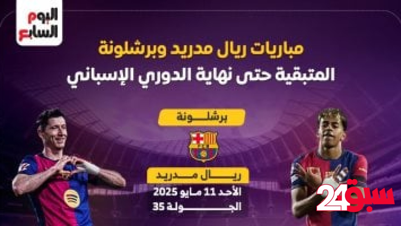 إنفوجراف.. مواعيد مباريات ريال مدريد وبرشلونة الحاسمة فى سباق الليجا – سبق 24