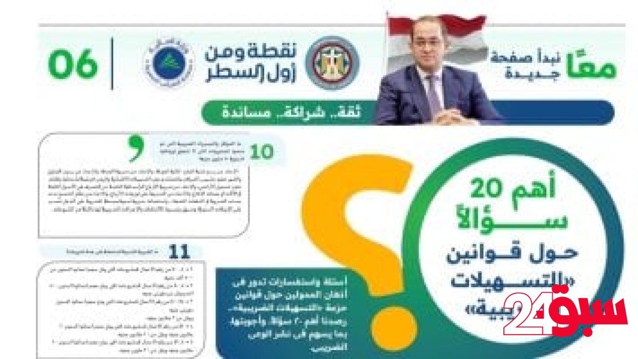 المالية تجيب عن أهم 20 سؤالًا حول قوانين حزمة «التسهيلات الضريبية» – سبق 24